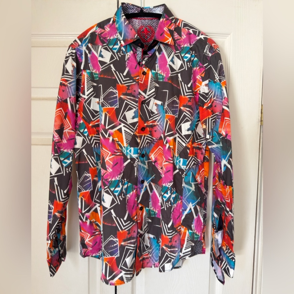 Au Noir Men's Multicolor Geometric Dress‎ Shirt